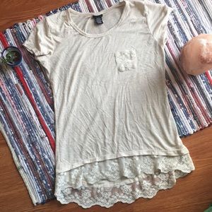 Lace detail high low top